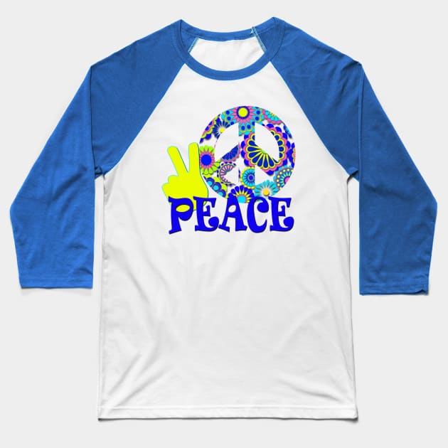 Hippie Peace Sign Baseball T-Shirt by AlondraHanley